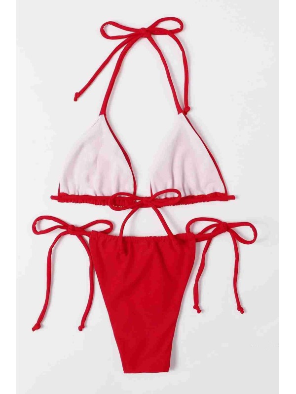  Brezilya Model Bağlamalı Bikini Altı Kırmızı 