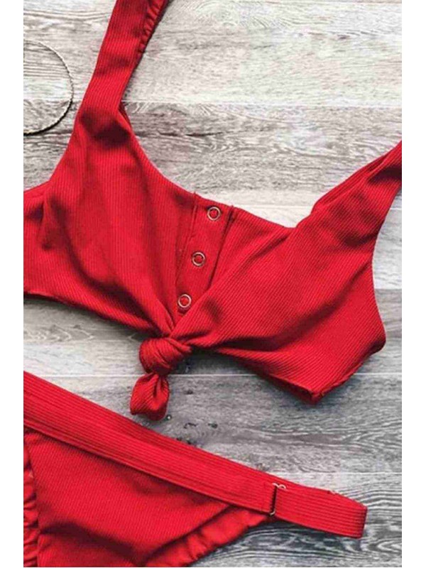  Kırmızı Çıtçıtlı Bikini Üstü Kırmızı 