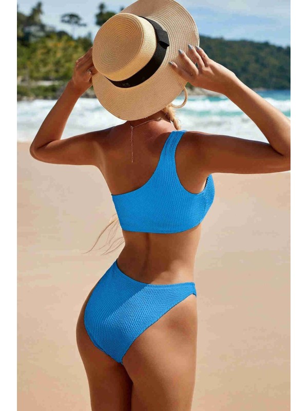  Özel Fitilli Kumaş Bikini Takım Mavi 