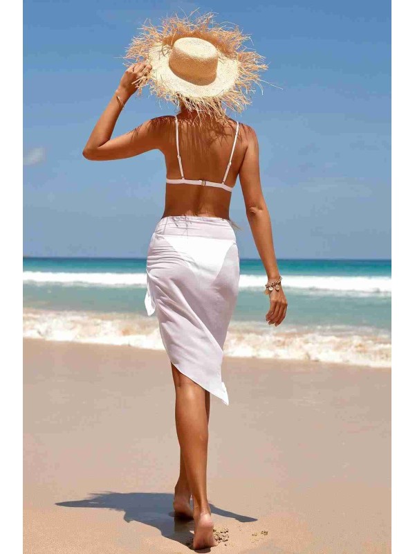  Tül Pareo Plaj Elbisesi Beyaz 