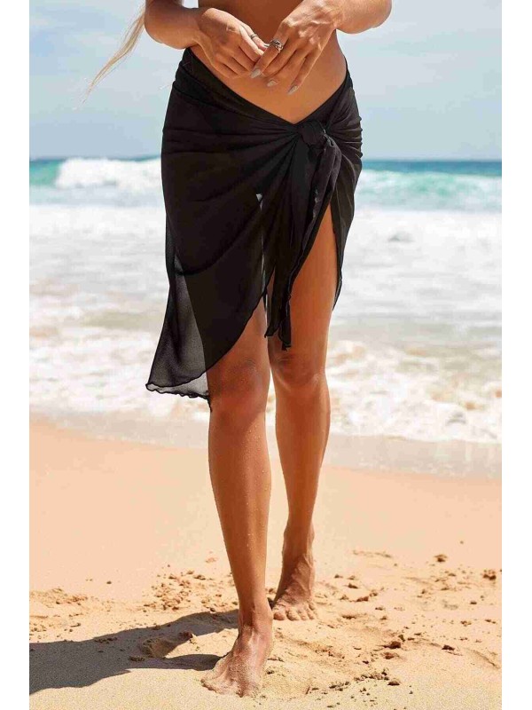  Tül Pareo Plaj Elbisesi Siyah 
