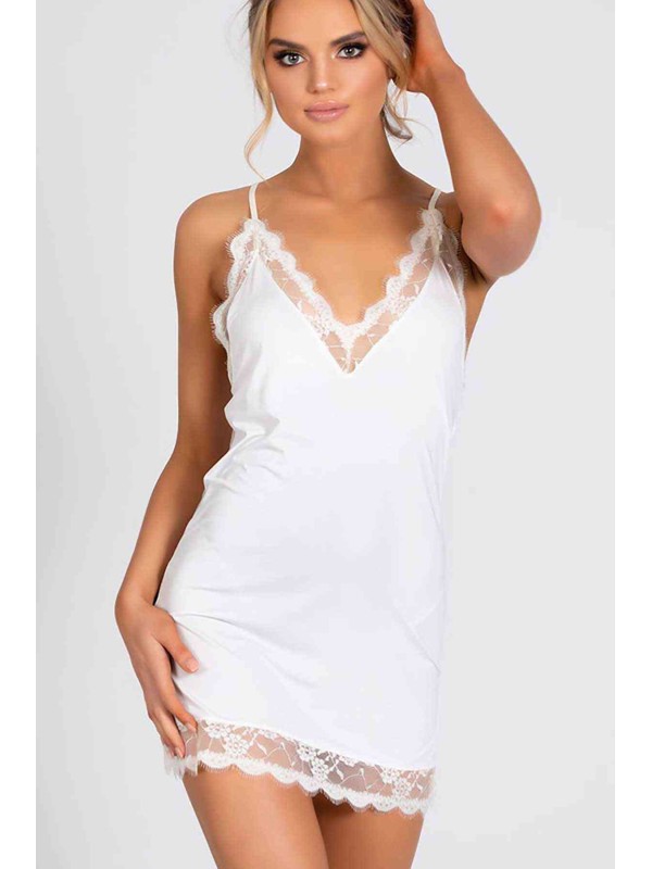  Dantel İşlemeli Gecelik İç Giyim Beyaz 